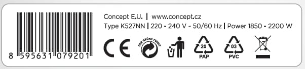 Concept RK2390 Wasserkocher 1,7 l, weiss 1.7 Liter Weiss, 1.7 Liter Weiß