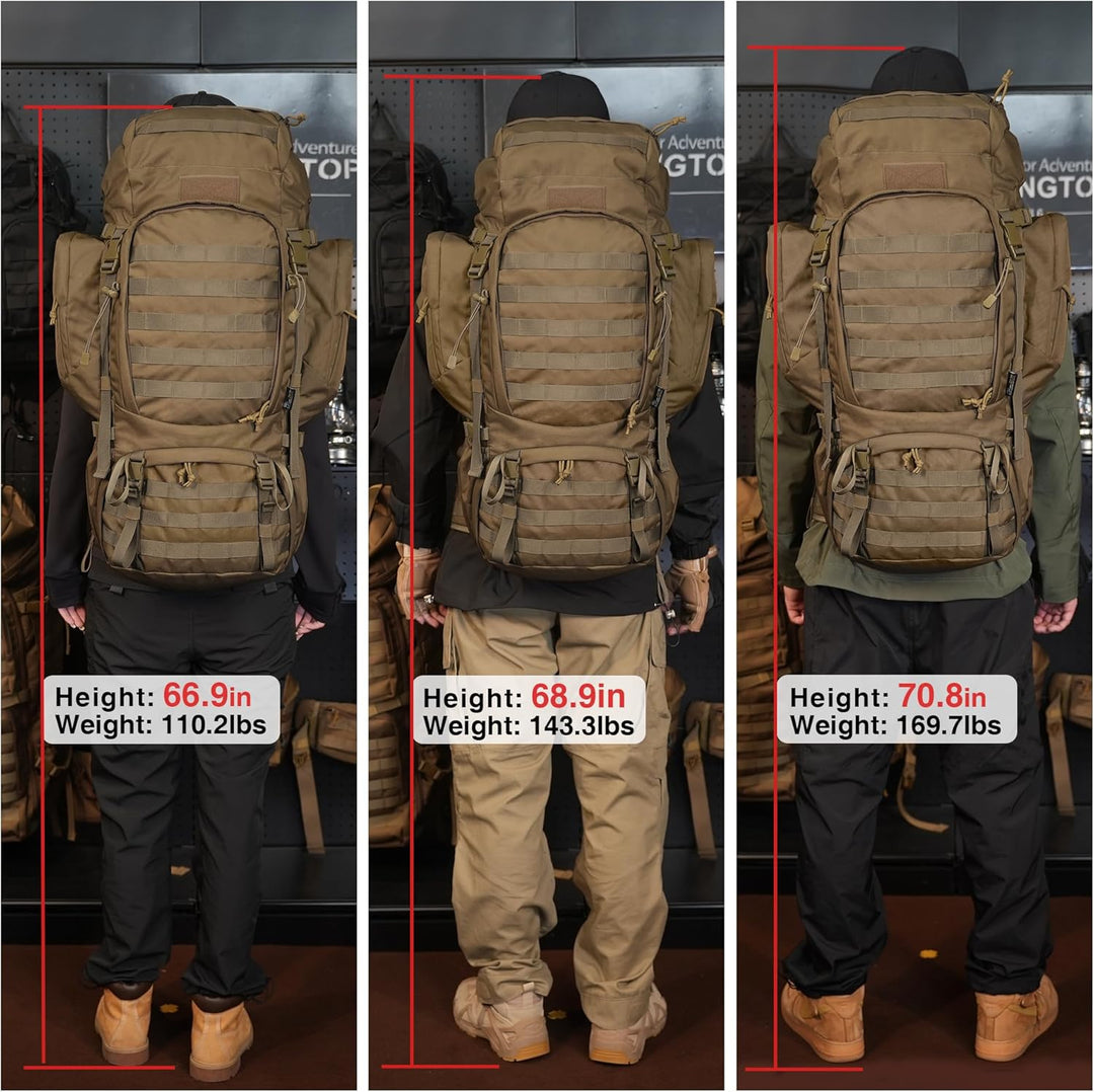 Mardingtop 50/60 Liter Erwachsene Taktischer Trekkingrucksacke Rucksack Outdoor Wanderrucksäcke Khak