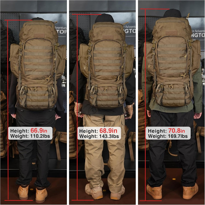 Mardingtop 50/60 Liter Erwachsene Taktischer Trekkingrucksacke Rucksack Outdoor Wanderrucksäcke Khak