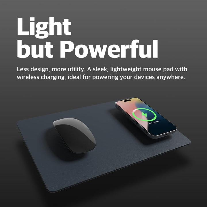 POUT H3 Tragbares Qi-Mauspad für Laptops mit iPhone, Airpod, Samsung Galaxy, Mitternachtsblau, Mitte
