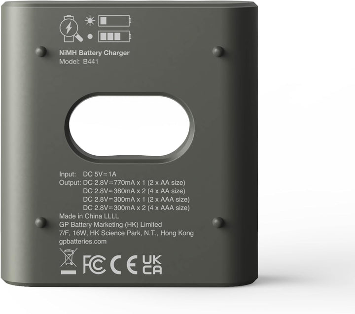 GP ReCyko USB Batterie Ladegerät AA AAA incl. 4 Stück Akku AA 2100mAh, NiMH 1,2V Akku Ladegerät mit