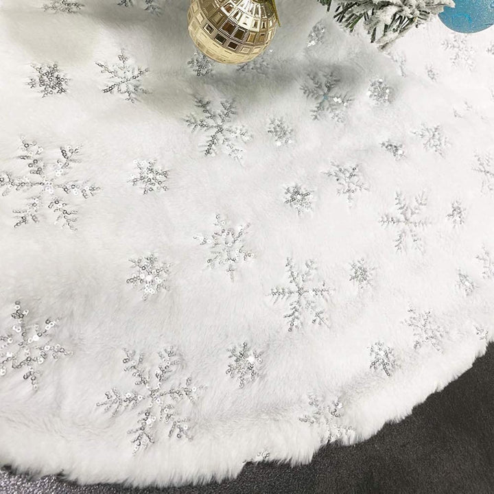 Weihnachtsbaum Decke, Weihnachtsbaumdecke Rund Weiss Christbaumdecke mit Silber Schneeflocken Weihna