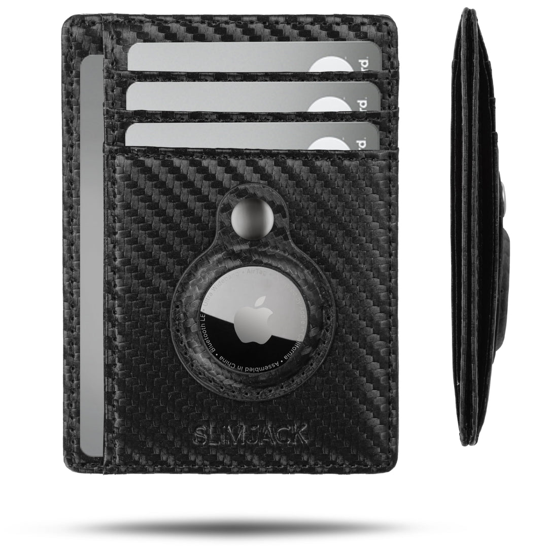 SlimJack® Wallet für Apple AirTag - Schlankes Portmonaie mit Fach - Kreditkartenetui mit RFID-Schutz