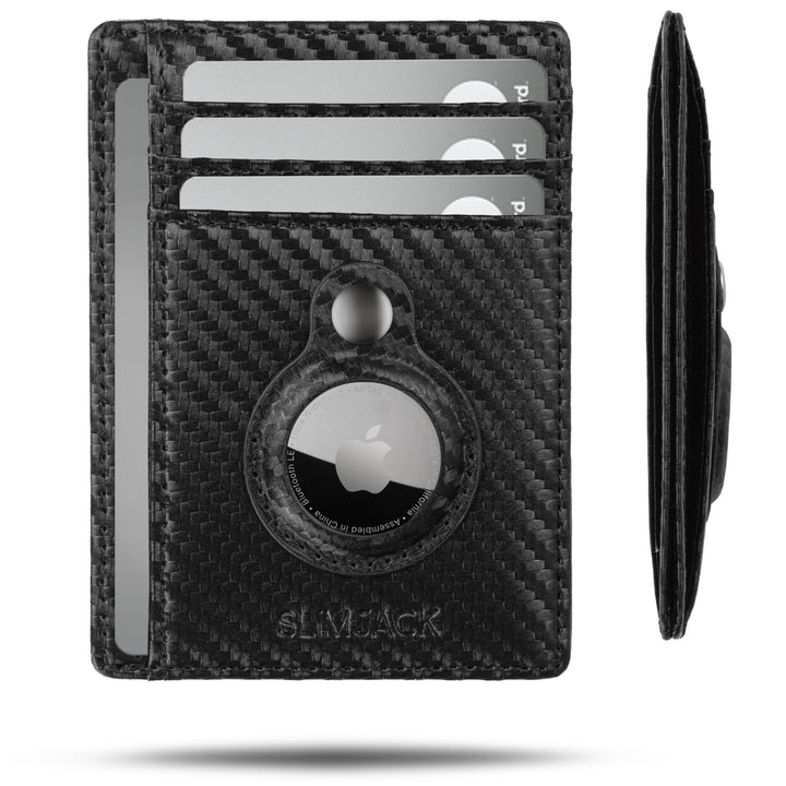 SlimJack® Wallet für Apple AirTag - Schlankes Portmonaie mit Fach - Kreditkartenetui mit RFID-Schutz