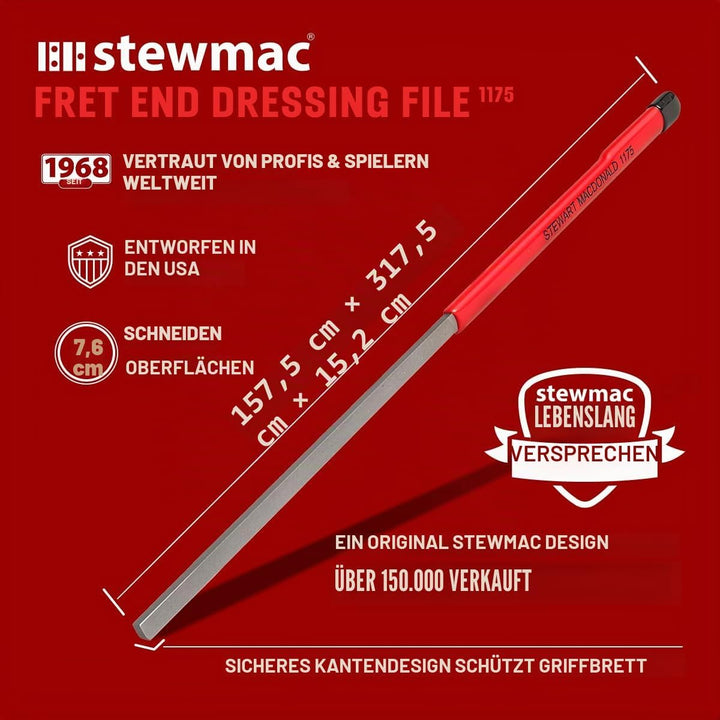 StewMac Fret End Dressing File (1175) Abrichtfeile für Gitarrenbünde zum Abrunden, Formen und Entgra
