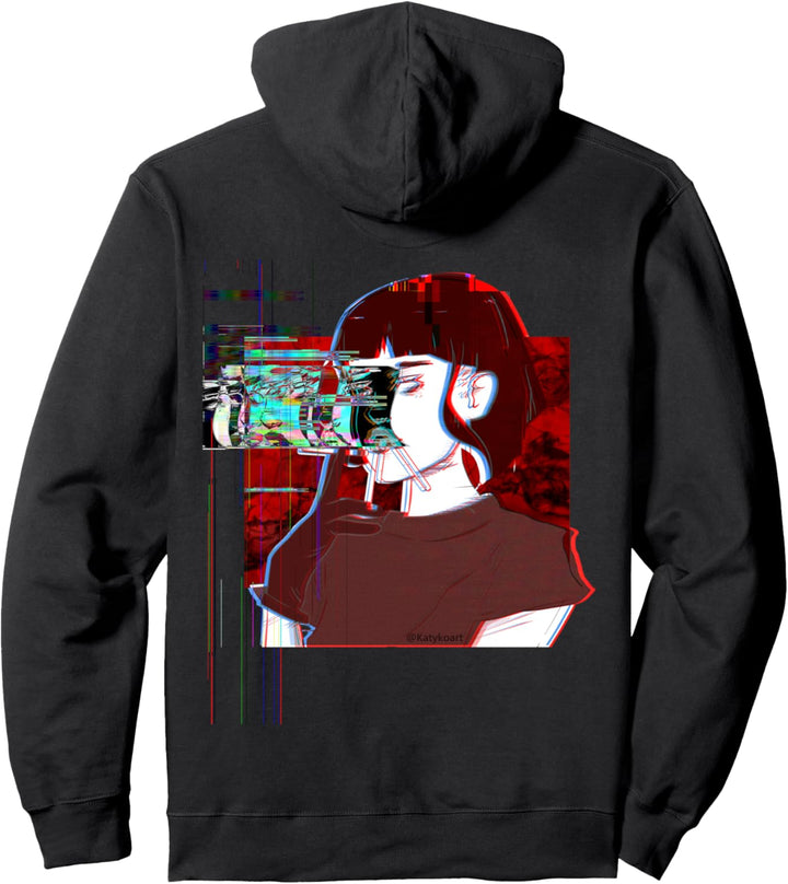 Harajuku Anime Manga Glitched UNISEX MÄNNER FRAUEN Casual Pullover Hoodie