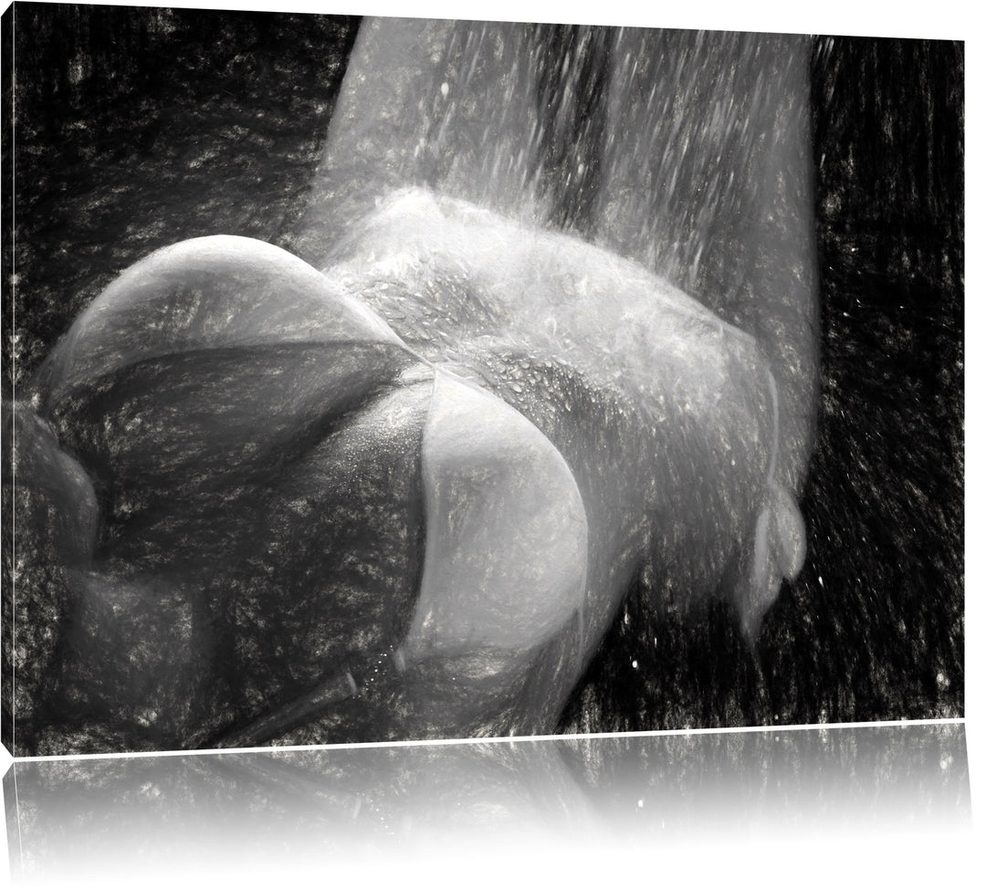 Pixxprint Frau im Bikini unter Einer Dusche als Leinwandbild/Grösse: 100x70 cm/Wandbild/Kunstdruck/f