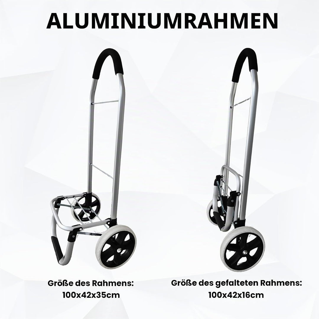 43.5Liter Aluminium Trolley Einkaufstrolley Klappbar, Shopping Trolley, Wasserabweisender Einkaufswa