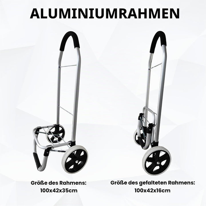 43.5Liter Aluminium Trolley Einkaufstrolley Klappbar, Shopping Trolley, Wasserabweisender Einkaufswa
