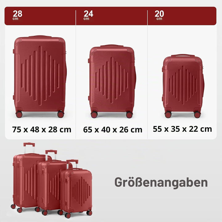 LEADZM Kofferset 3 teilig, Reisekoffer Set mit Eckenschutz, Koffer Set Hartschalen-Trolley aus ABS m