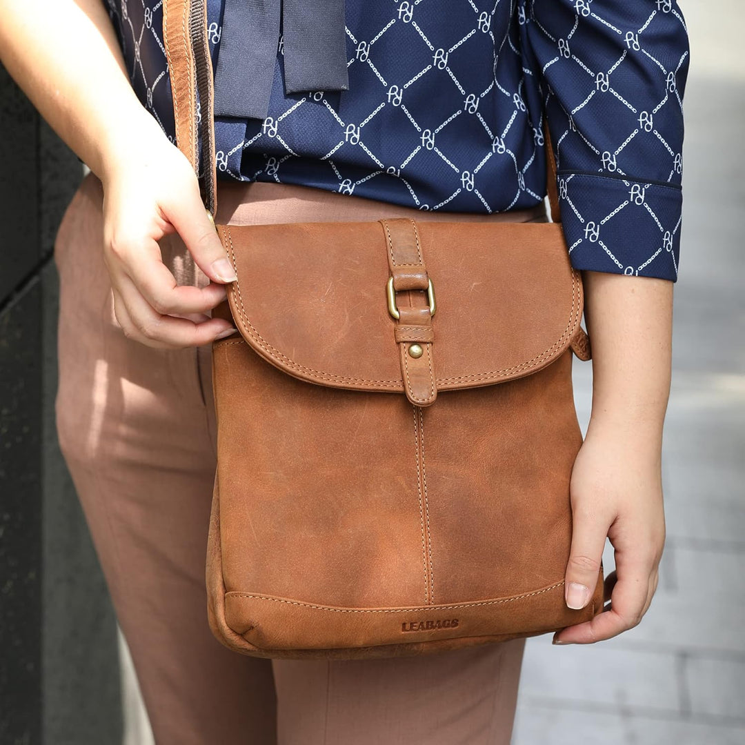 LEABAGS Leder Handtasche Damen I Premium Echtleder Umhängetasche I Damen Schultertasche I Damentasch