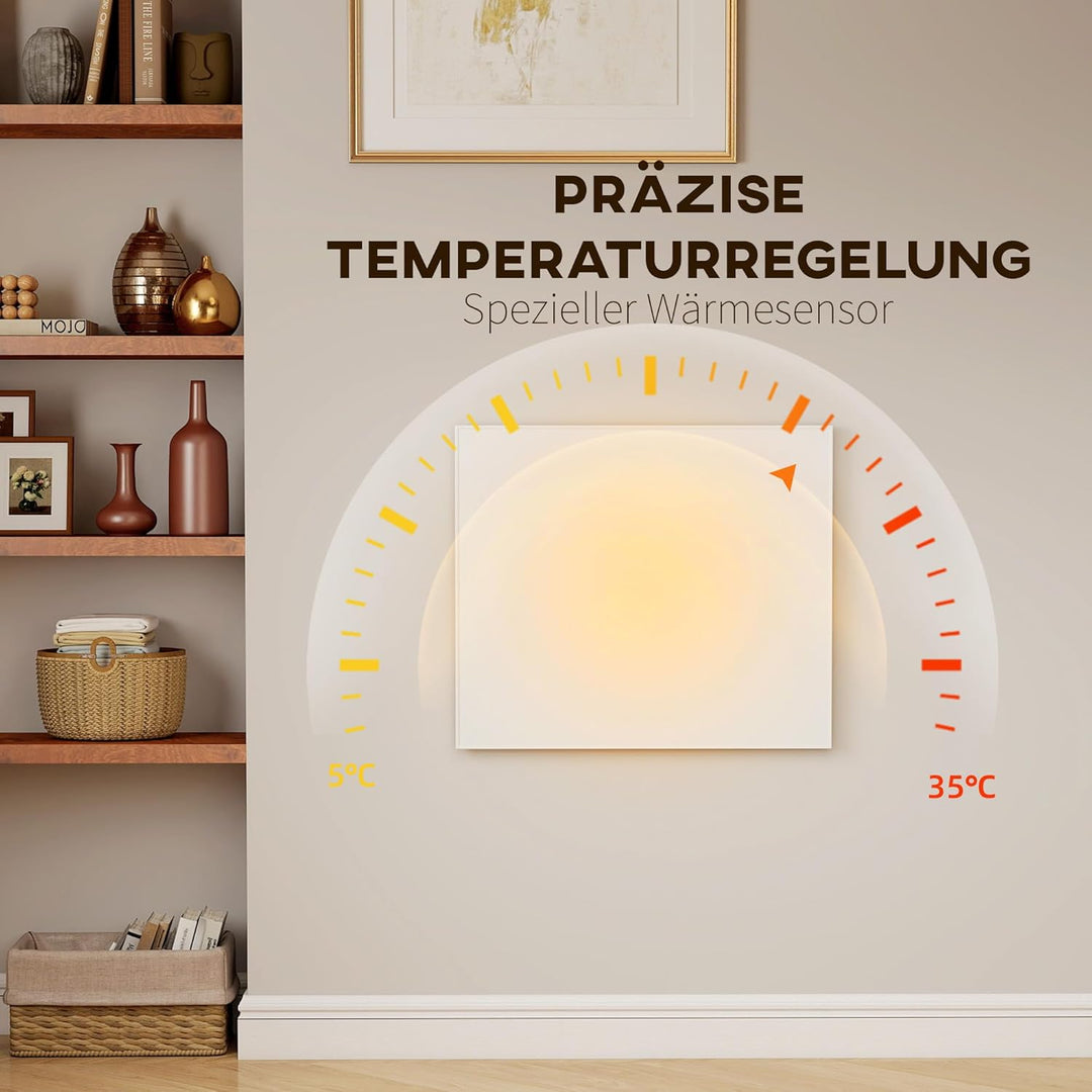 HOMCOM Infrarotheizung 400W mit einstellbarer Thermostat Wandmontage 2-4 Min auf Betriebstemperatur