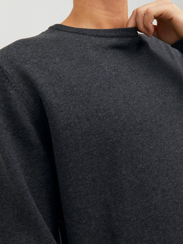 JACK & JONES Male Strickpullover Einfarbig Strickpullover 3XL Dark Grey Melange, 3XL Dark Grey Melan