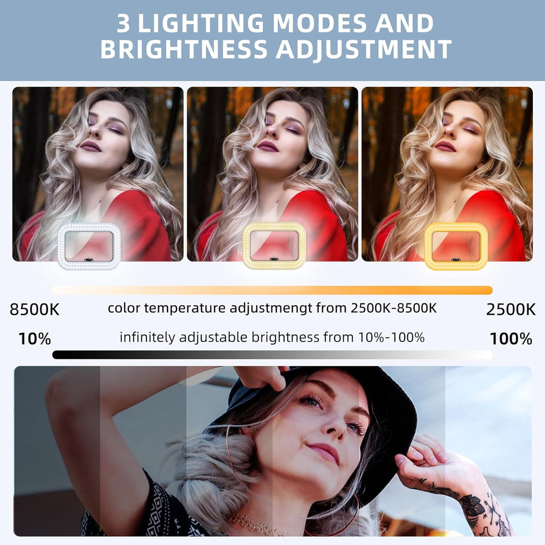 Zeadio Selfie-Ring-Videoleuchte, Smartphone Stabilisierungsgriff mit kraftvoller 20W LED, verstellba