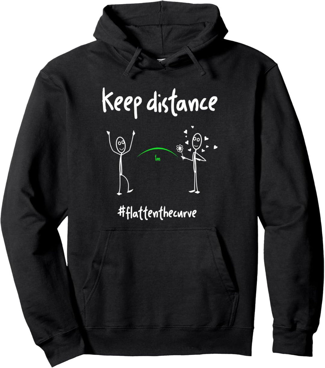 Keep Distance Virus Social Distancing Flatten The Curve Pullover Hoodie