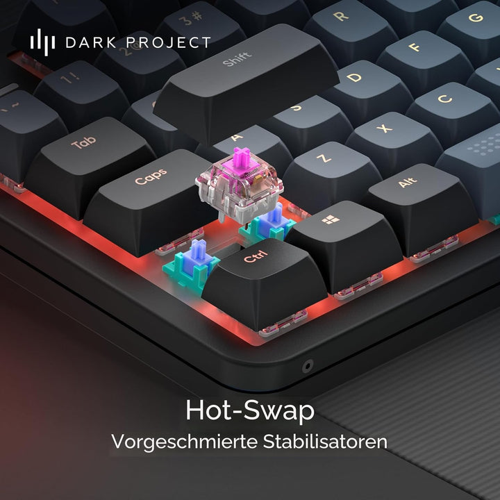 Dark Project Mechanische Gaming-Tastatur | ANSI ENG | Hot-Swap | G3MS Zircon Speed-geschmierte Schal