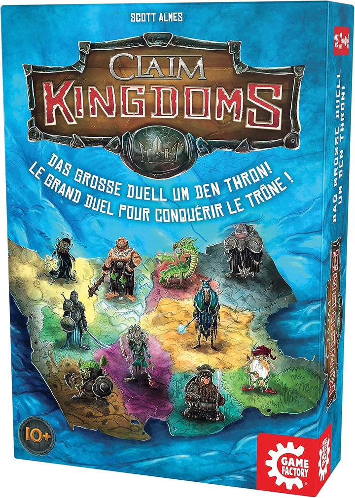 Game Factory 646269 Claim Kingdoms, das grosse Duell um den Thron! Legespiel für 2 Personen, Gesells