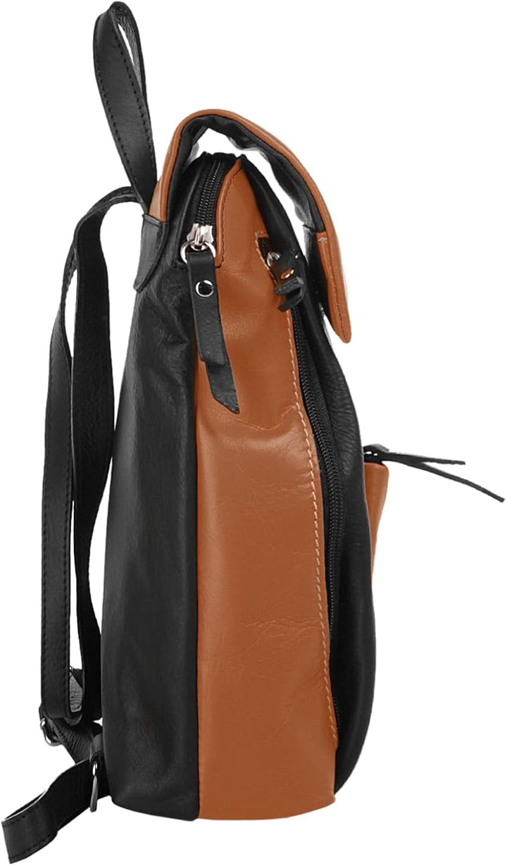 Cluty City-Rucksack Echt Leder Damen | | 020401 Cognac, Cognac