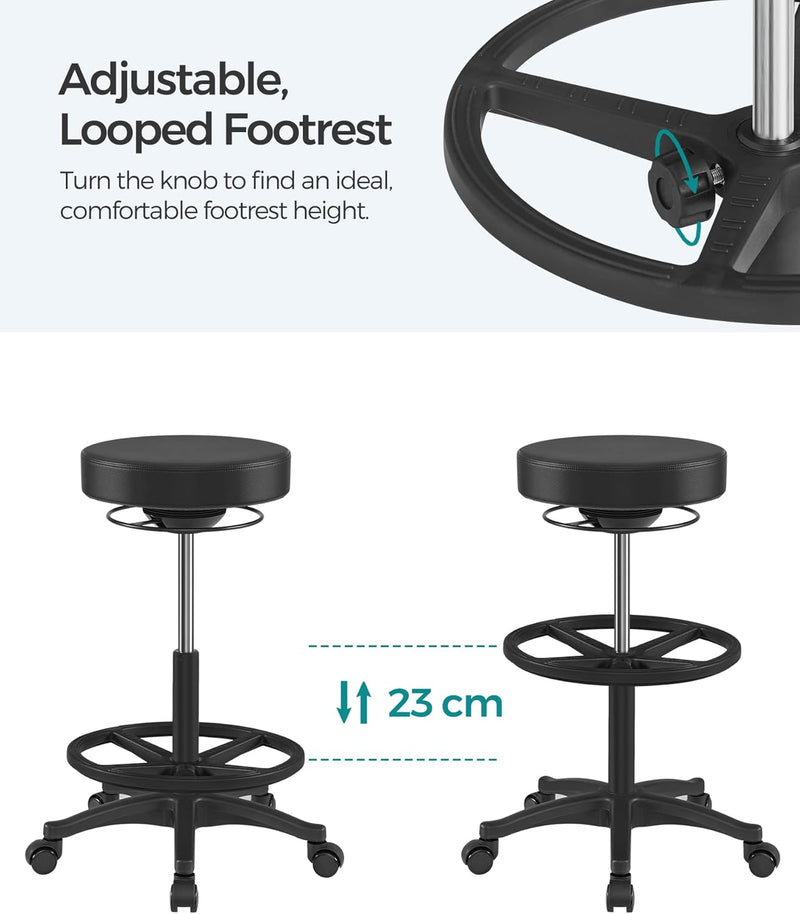 SONGMICS Arbeitshocker, hoher Sitz, ergonomischer Dynastischer Hocker, Stehstuhl, drehbar und verste