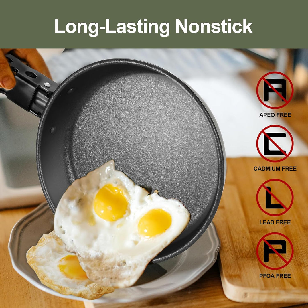 Odoland 5pcs Camping Geschirr Set, Antihaft-Leichtgewicht Topf Pfanne Kettle Set mit einem abnehmbar