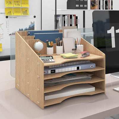 PUNCIA Dokumentenablage A4 Briefablage Ablagefächer Holz Schreibtisch Datei Organizer Papierablage A