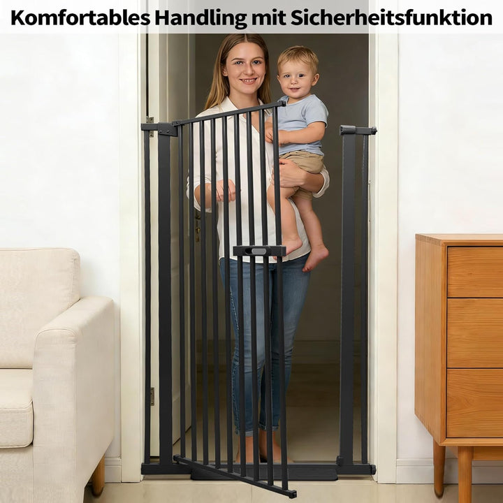 Schutztor Ausziehbar Haustiere Katzentiertor, 150cm Haustiergitter Extra Hoch mit Doppelverriegelung