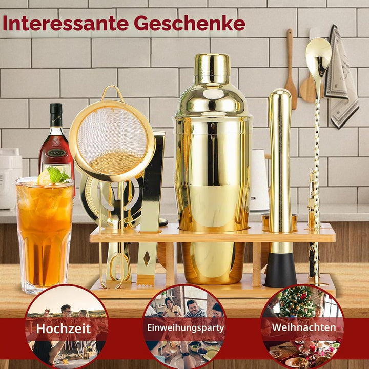 OBALY Barkeeper Kit 11-teilig Cocktail Shaker-Muddler für Cocktails 25oz Boston Shaker-Bar-Zubehör m