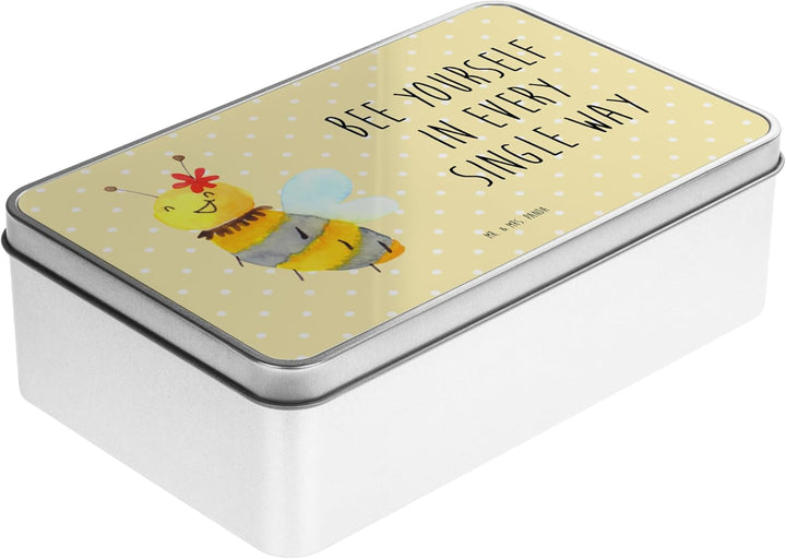 Mr. & Mrs. Panda Metalldose rechteckig Biene Blume - Geschenk, Aufbewahrungsdose, Blechdose, Alumini