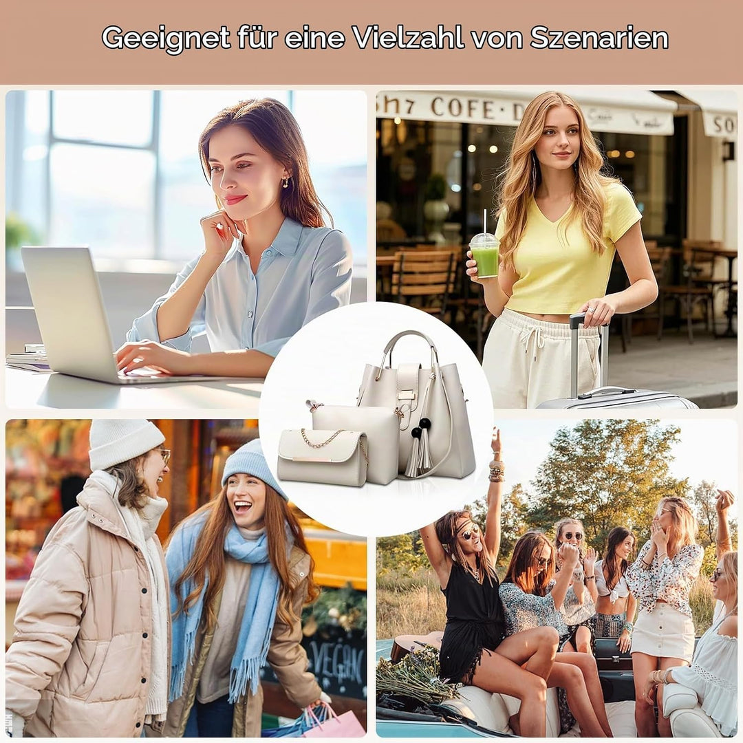 NICOLE &amp; DORIS Damen Handtaschen 3 Stück Taschen für Damen Kette Tasche Top-Griffe Schultertaschen P