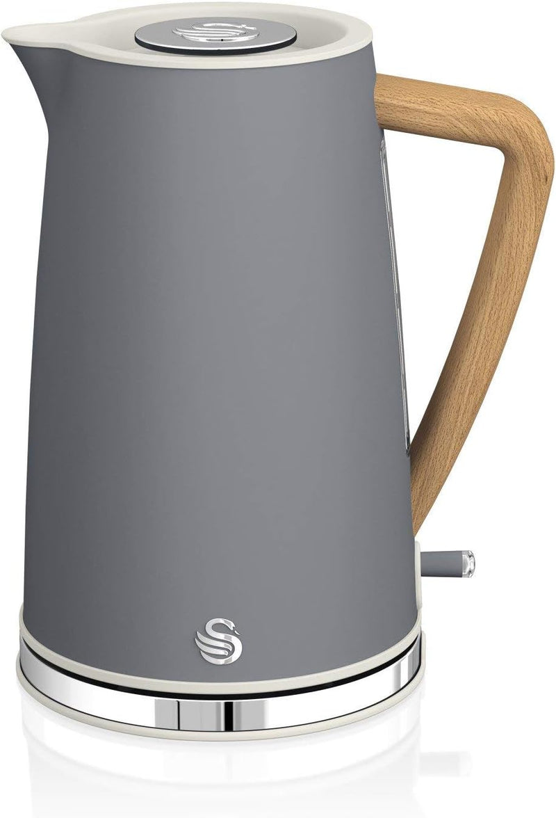 Swan Nordic Ultra Schneller elektrischer Wasserkocher, kabellos, modernes Design, 1,7 l, 2200 W, Gri