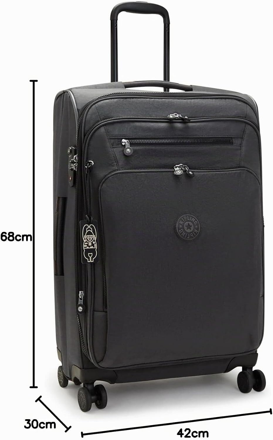 Kipling New Youri Spin M, erweiterbarer Spinner, mittelgross Black Noir, Black Noir