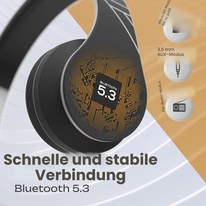 PowerLocus P1 Bluetooth Kopfhörer Kabellos, Wireless 5.0 Bluetooth Kopfhörer Over-Ear, Over Ear Kopf