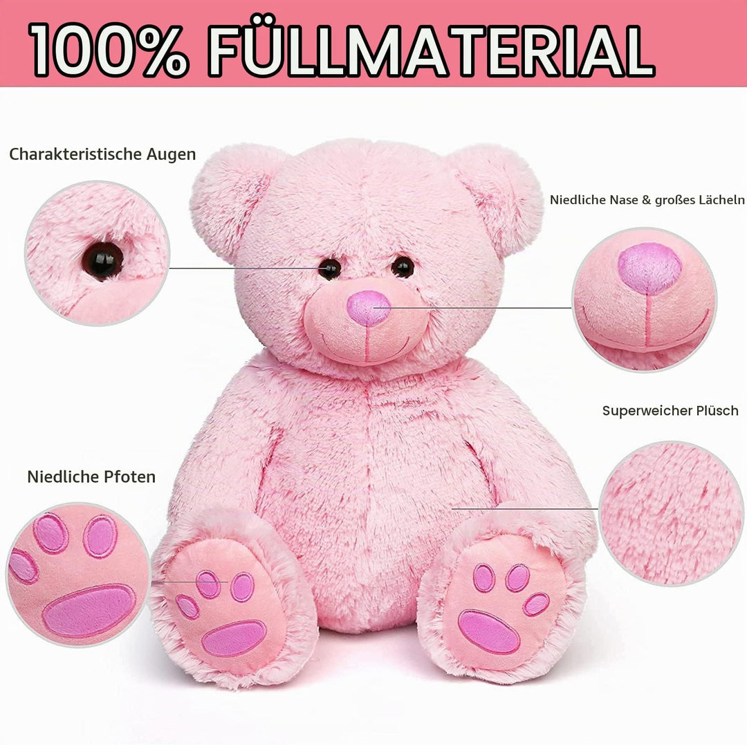 LotFancy Teddybär Kuscheltier 50cm, Plüschtier Stofftier Teddy, Süsses Geschenk für Kinder Mädchen F