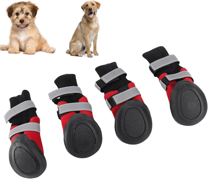 4 Stück Hundestiefel Schwarz Rutschfeste Hundeschuhe Wasserdichte warme Schutzstiefel für mittlere u