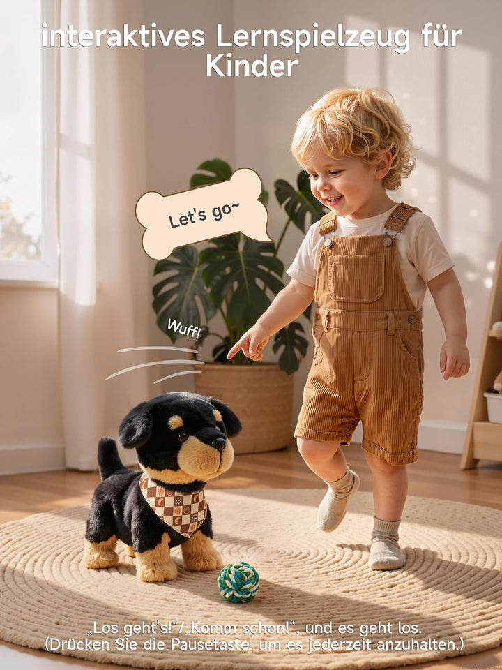 OR OR TU Sprachgesteuerte Hund Spielzeug Kinder Plüsch Hunde | Rottweiler, Singen, Bellen, Laufen un