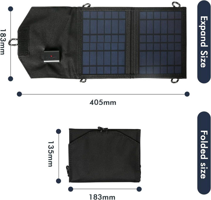 DEWIN Faltbares Solarpanel 15w, 15W 5V Solarpanel mit USB-Anschluss Solarladegerät für Handy und Lap