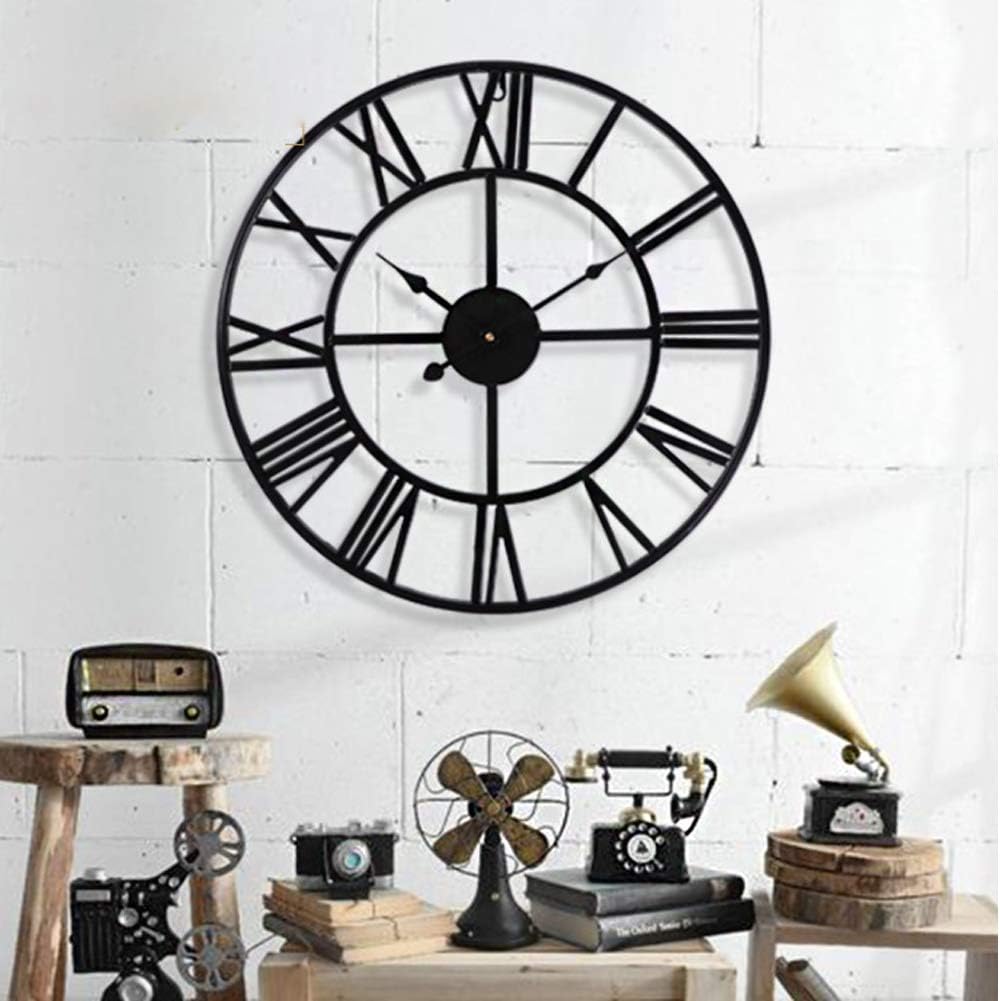 Taodyans Vintage Wanduhr Ohne Tickgeräusche Grosse Römische Ziffern 40cm Wanduhr Metall Skelett Uhr