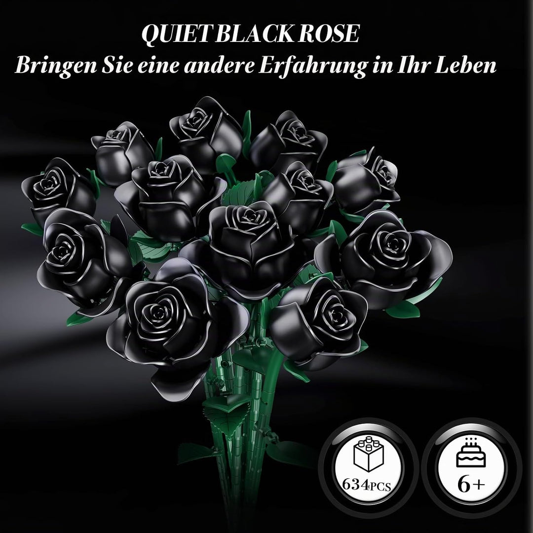 Blumenstrauss Bausatz, 12 künstliche Schwarz Rosen botanische Sammlung Baustein Lernspielzeug Gesche