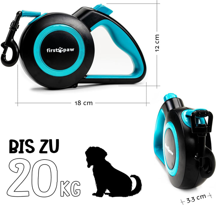 Hundeleine für kleine und mittelgrosse Hunde (bis zu 20kg), 5m Lange Hundeleine ausziehbar mit Beque