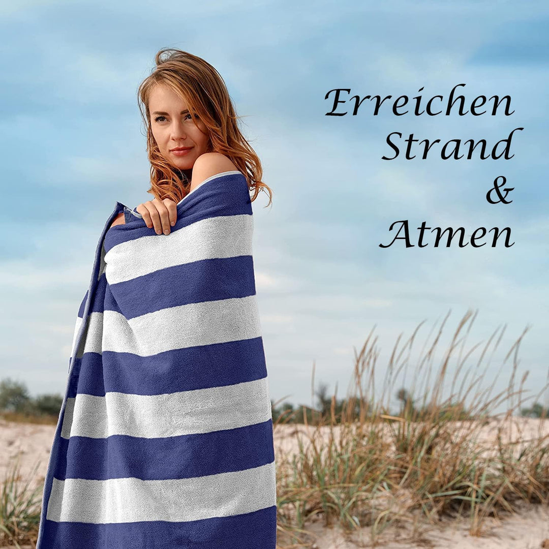 Sweet Needle Strandtücher – Gestreift Klassisch, Ringgesponnenes Poolhandtuch aus 100% Baumwollfrott
