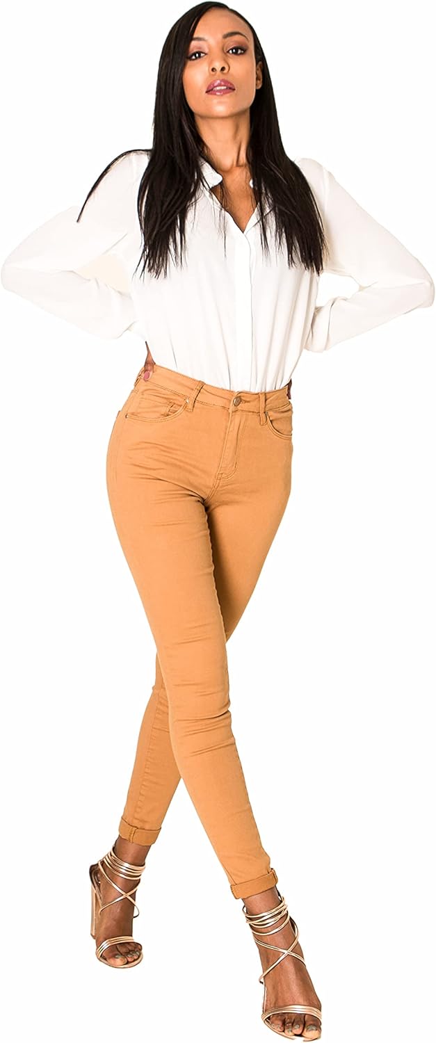 Nina Carter P109 Damen Skinny Fit Jeans High Waist Slim Hose Figurbetonte Stretch Jeanshose S Slim S