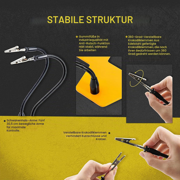 Fstop Labs Kotto LED beleuchtet Lupe dritte Hand Löten Leiterplattenhalter Werkzeug fünf Arme helfen