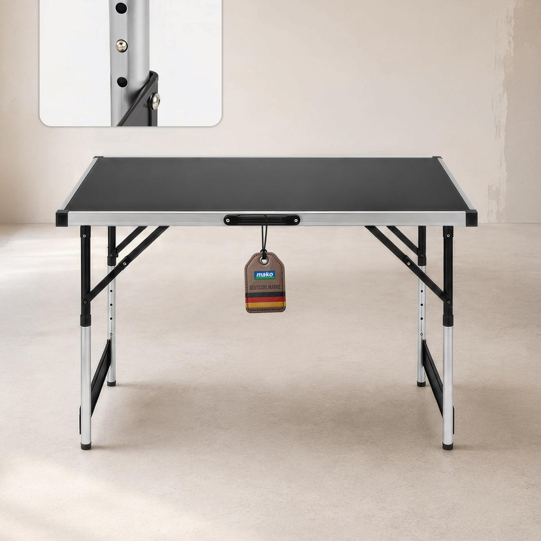 mako Multifunktionstisch Profi – Höhenverstellbarer Mehrzwecktisch 60 x 100 cm - Campingtisch, Klapp