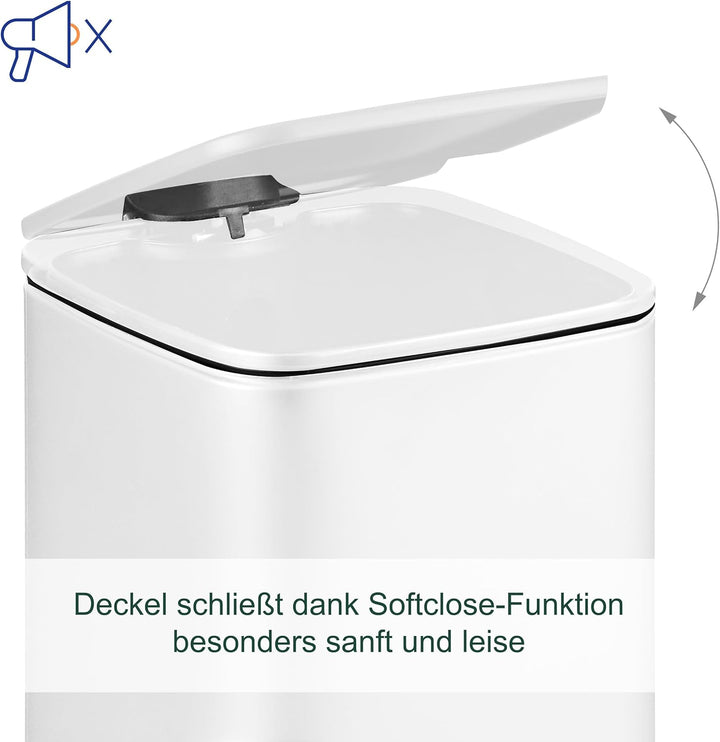 Relaxdays Kosmetikeimer, 6 Liter, Absenkautomatik, entnehmbarer Inneneimer, Metall, Bad Mülleimer mi