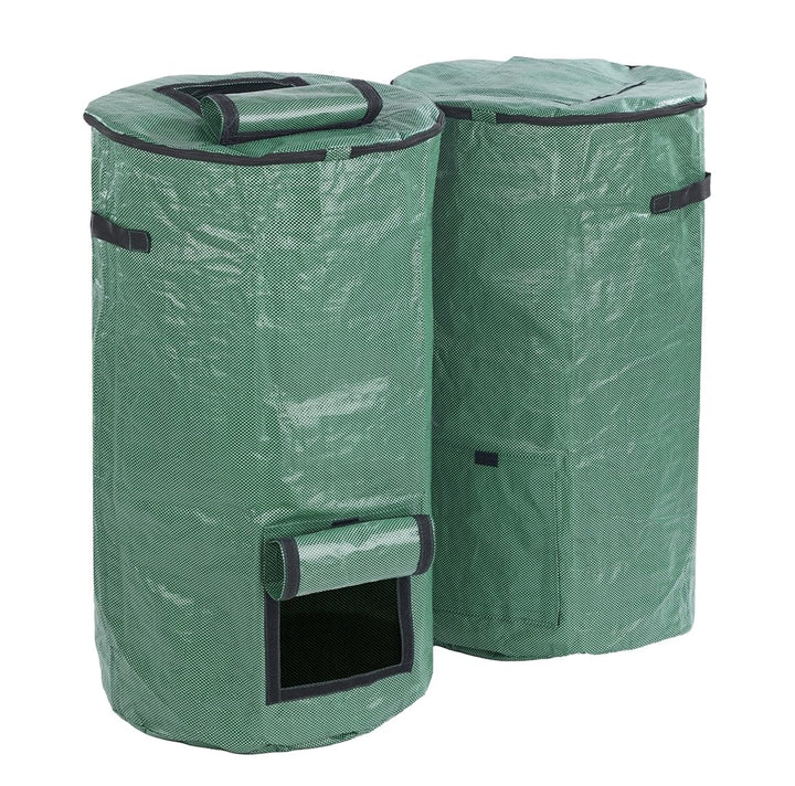 Maximex Komposter, 2er-Set, Sammelstelle für Bioabfälle, zum Herstellen von Humus, mit Klappfenster