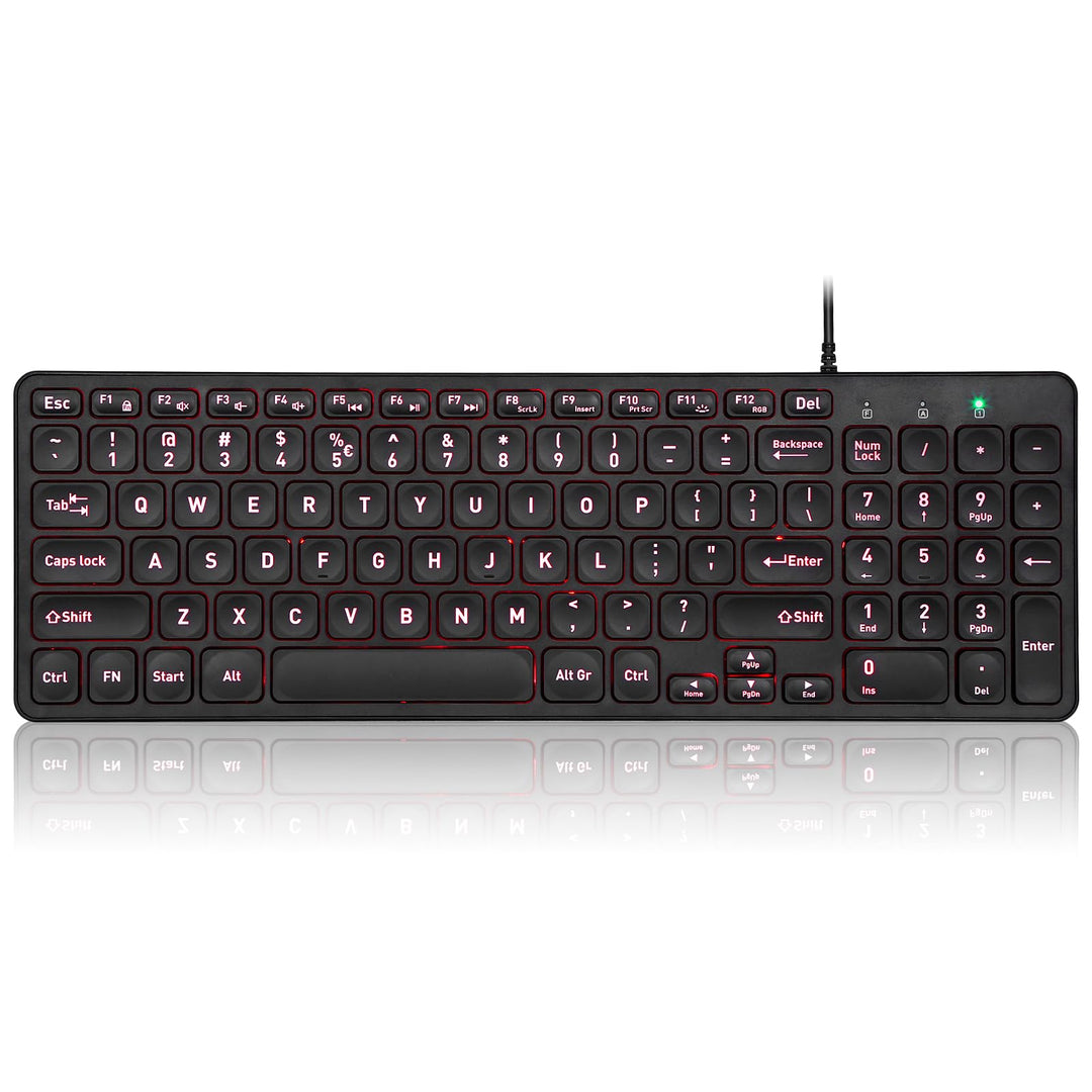 Perixx PERIBOARD-333B Wired Backlit USB Keyboard- X Type Scissor Keys - Compact 14.25x4.57 Inches -