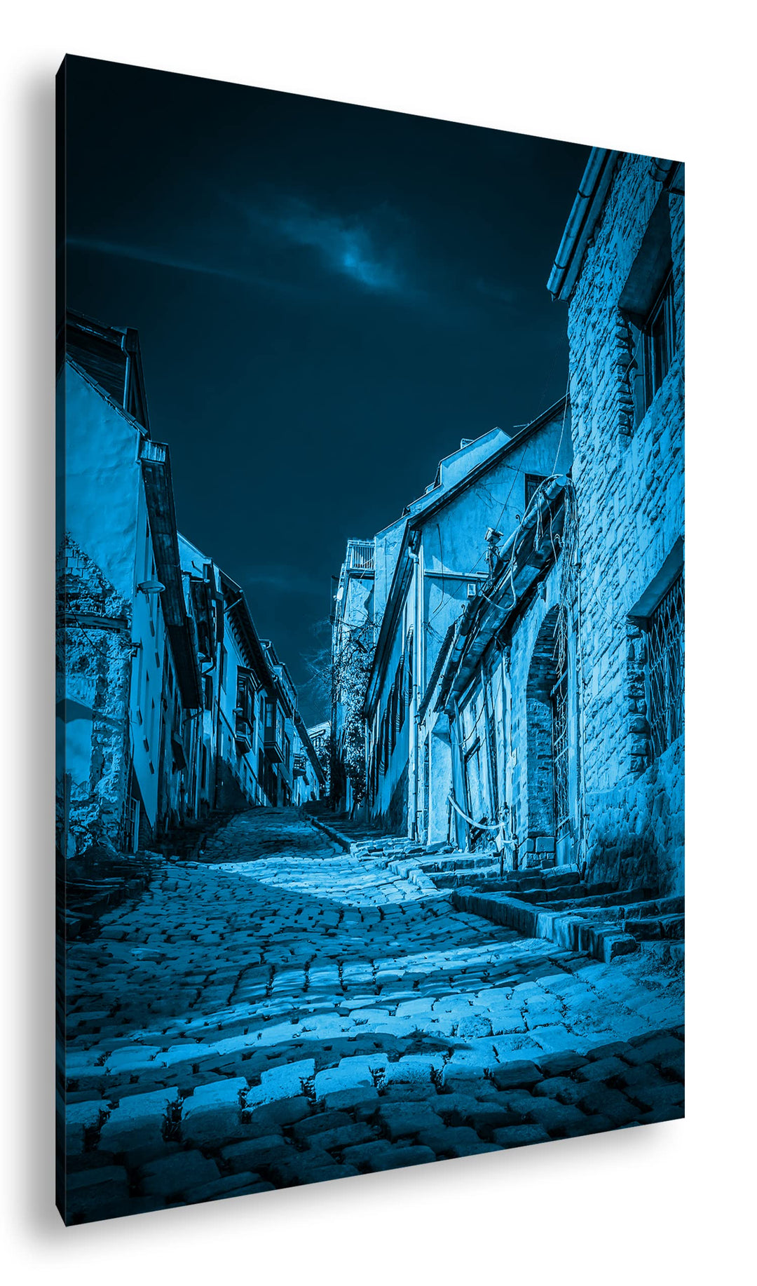 deyoli verwitterte Strasse in Budapest Format 80x60 Effekt: Monocrome Blau als Leinwandbild, Motiv f