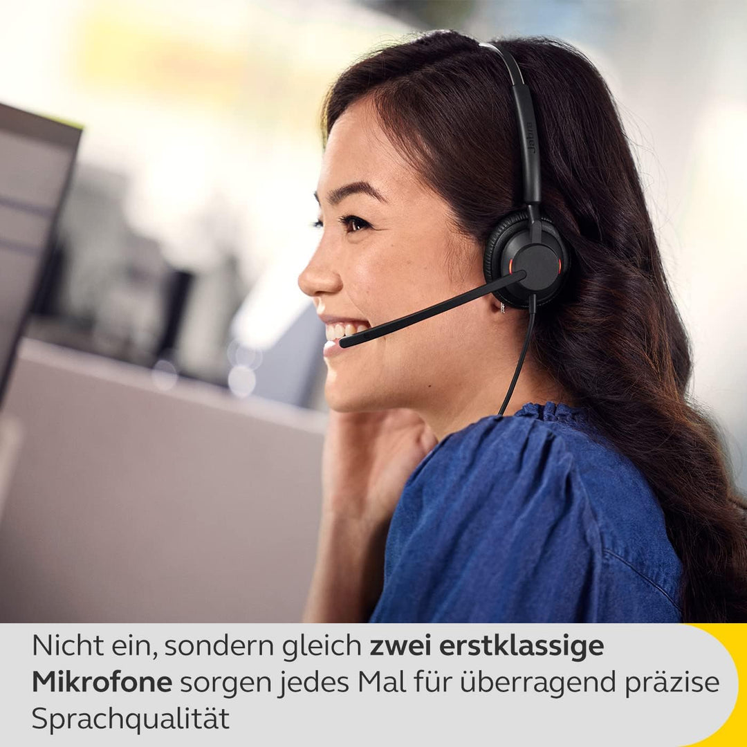 Jabra Engage 40 kabelgebundenes Stereo-Headset mit Inline Anrufsteuerung, geräuschunterdrückender 2-