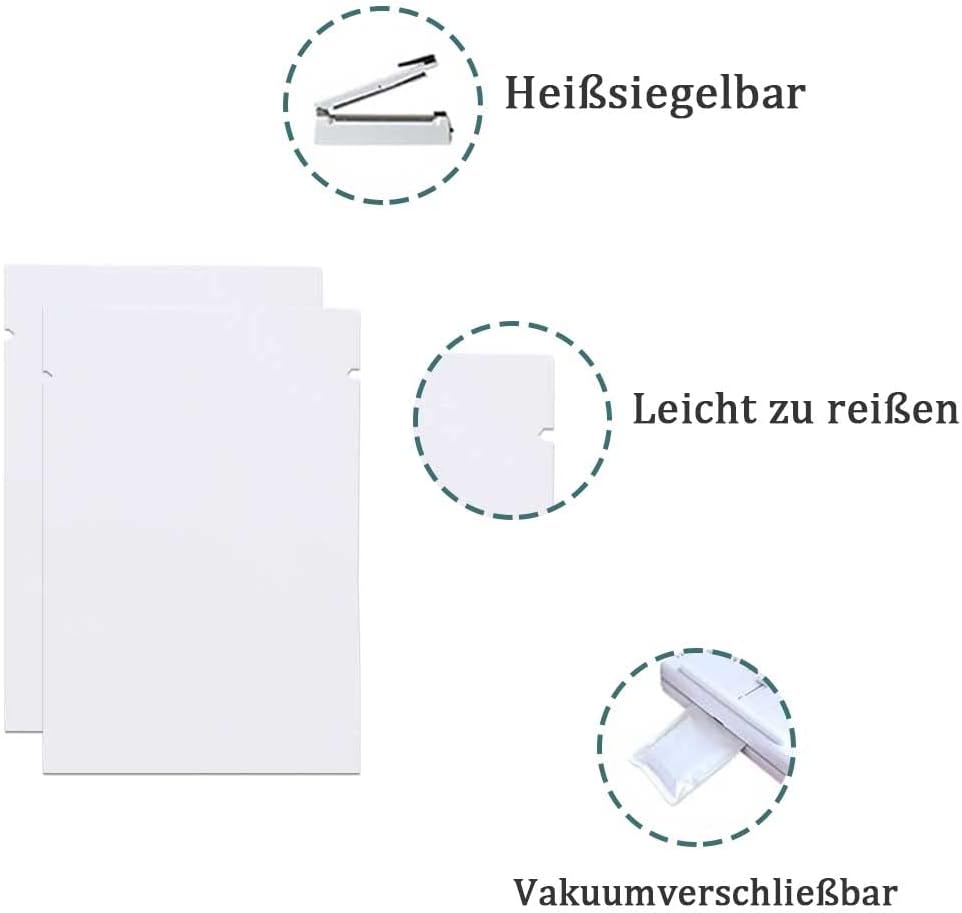 200 Stück Flache Open Top Mylar Beutel Vakuumversiegelbar Langfristige Aufbewahrung von Lebensmittel