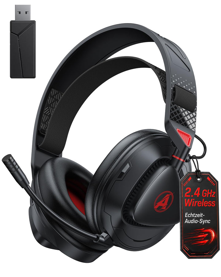 Awinnasey PH3 Kabelloses Gaming Headset für PS5, PS4, PC | Bluetooth-Kopfhörer mit 50 Stunden Akku,